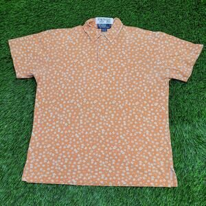Vintage 90s Flower AOP Button Shirt Medium 20x25 Orange